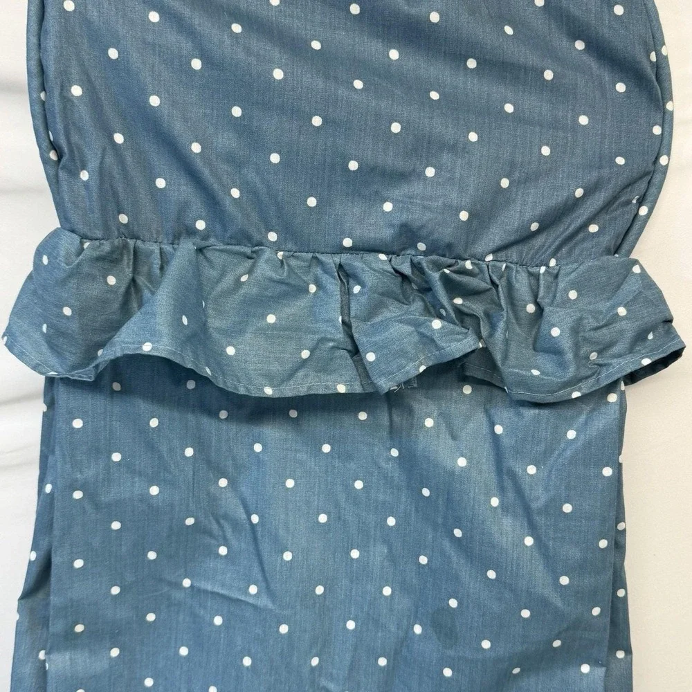 Vintage 90's Diaper Stacker Blue Polka Dot Heart Ruffle Nursery Rocking Bear